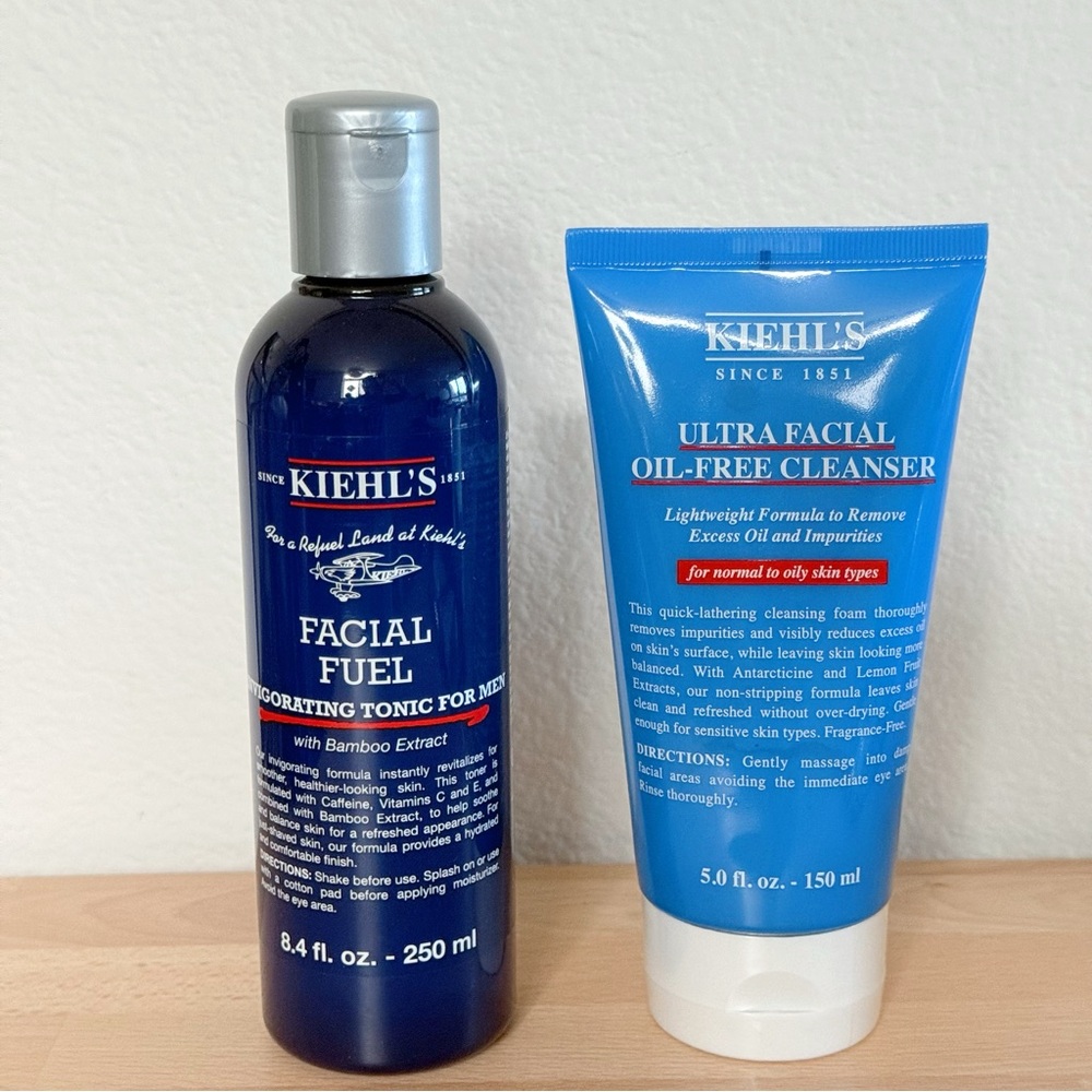Kiehl's Facial Fuel and Ultra Facial Cleanser - Blue and White